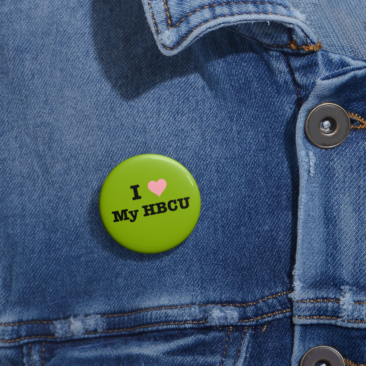 I Love My HBCU Pin Button — Green